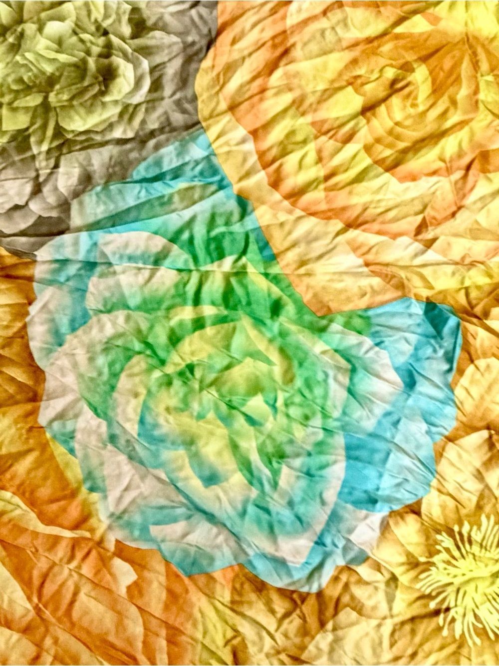Vtg Liz Claiborne 100% Silk Scarf 34" Square Watercolor Cabbage Rose See note